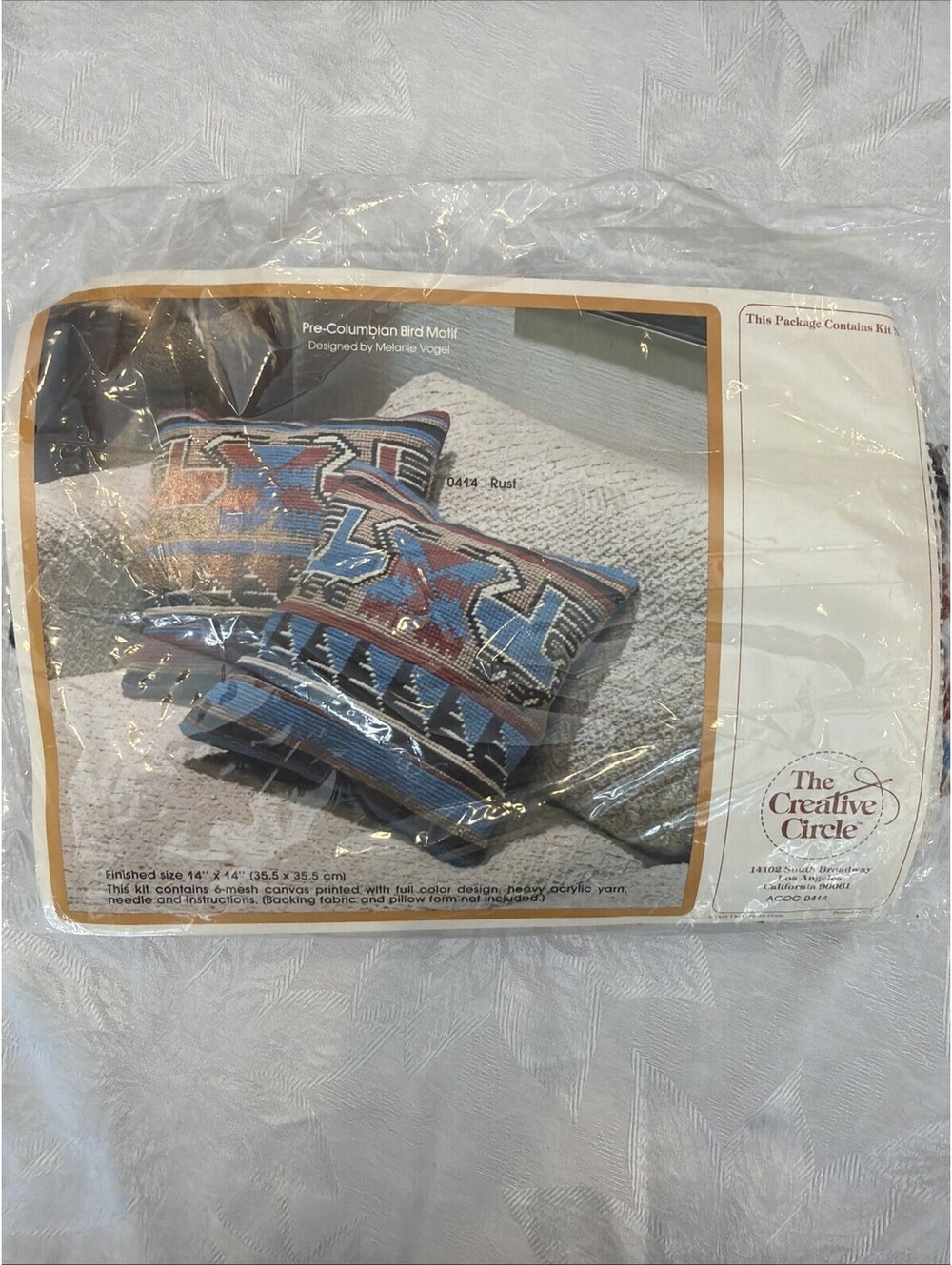 Vintage 1979  Rare The Creative Circle, Aztec Design Mesh Pillow Canvas Kits New